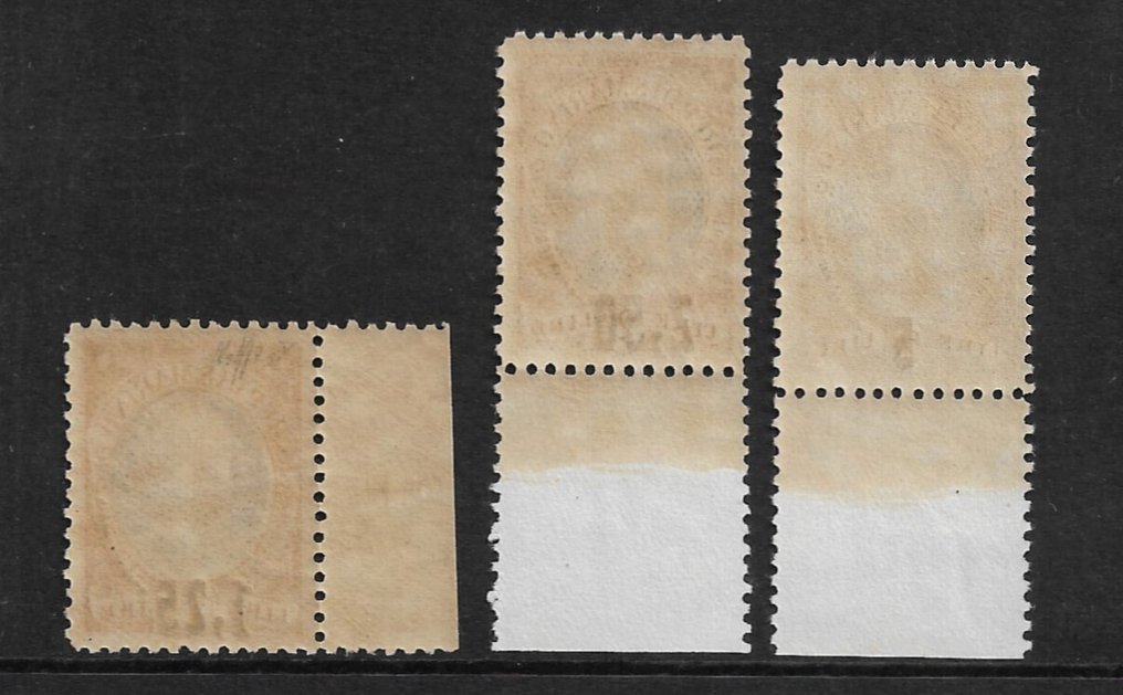 Σαν Μαρίνο 1927 - Onofri υπερτυπωμένο 3 αξίες λάστιχο ολοκληρωμένο κεντραρισμένο «LUSSO» - Sassone N. 130/32 #1.0