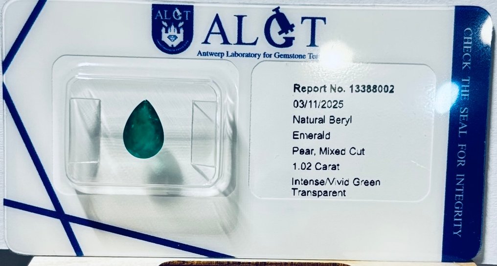 没有保留价 - 1 pcs  绿色 祖母绿  - 1.02 ct - 安特卫普宝石检测实验室（ALGT） #2.1