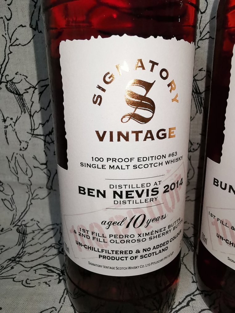 Ben Nevis 2014 10yo + Bunnahabhain Staoisha 2014 10yo - 100 Proof Edition #63 & #61 - Signatory Vintage  - b. 2025  - 700ml - 2 bottles #1.0