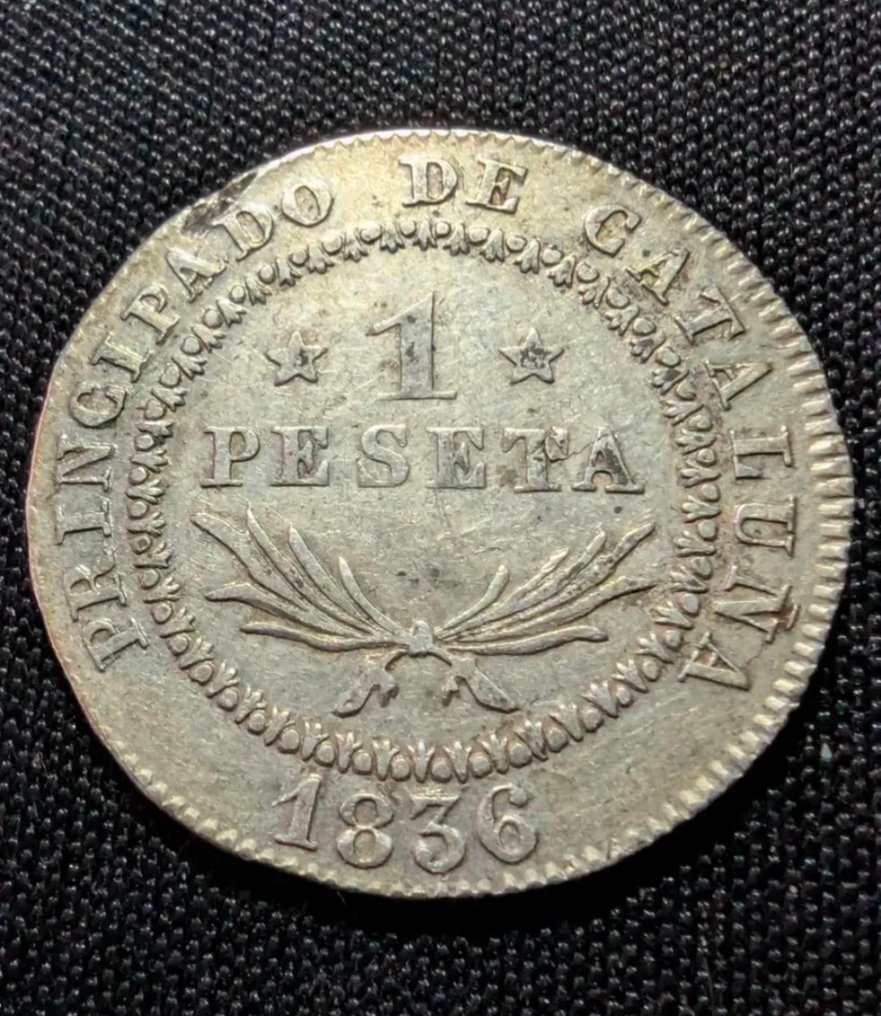 Espagne. Isabelle II. 1 Peseta 1836 Barcelona PS #1.0