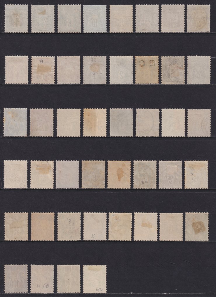France 1876/1900 - Set of 44 Sages types 'I' and 'II', between No. 61 and No. 106, cancelled. Very beautiful - Yvert #1.0