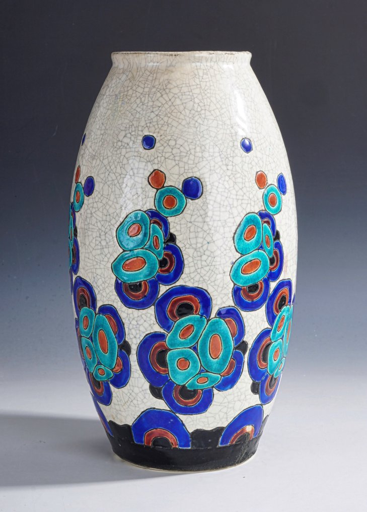 Boch Frères • La Louvière - Charles Catteau - 花瓶 - 多彩装饰艺术花瓶,带花卉装饰 • D.946 • 1925 - 愉快的瓷器 #3.2