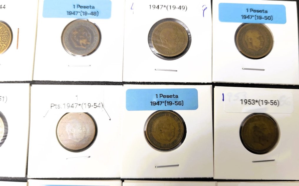 Ισπανία. Francisco Franco. 1 Peseta 1947 a 1966*19-75 (20 monedas) (χωρίς τιμή ασφαλείας) #2.1