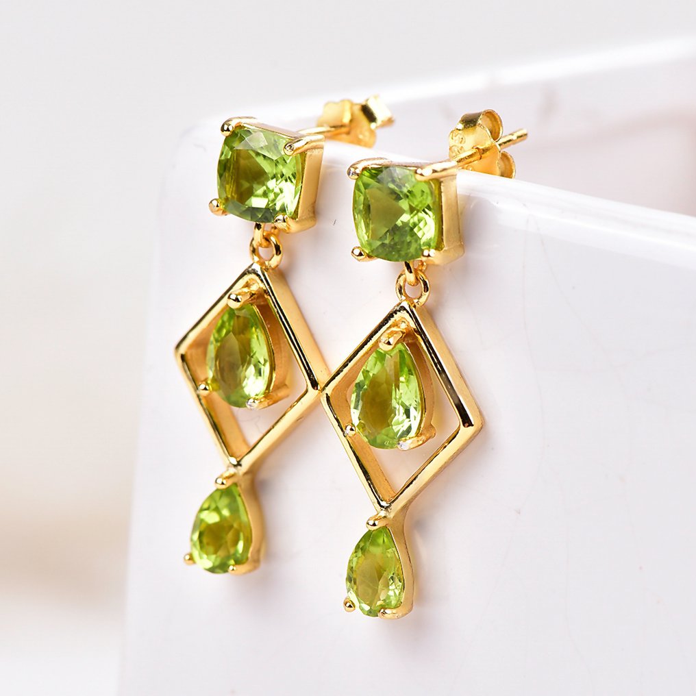 χωρίς τιμή ασφαλείας - Σκουλαρίκια Ασημί - Peridot - Πιστοποιημένο #1.0