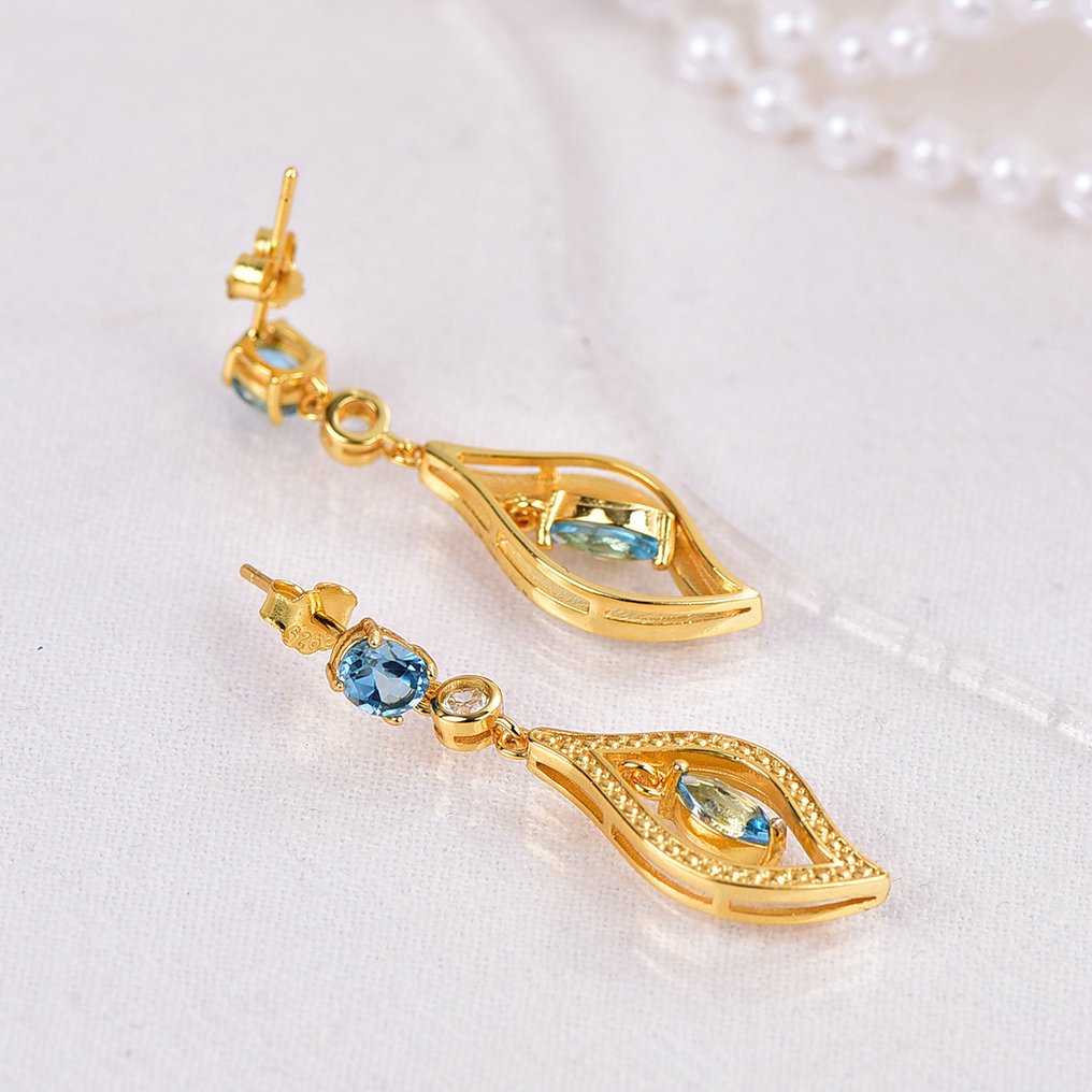 χωρίς τιμή ασφαλείας - Σκουλαρίκια Ασημί - Topaz - Πιστοποιημένο #4.3