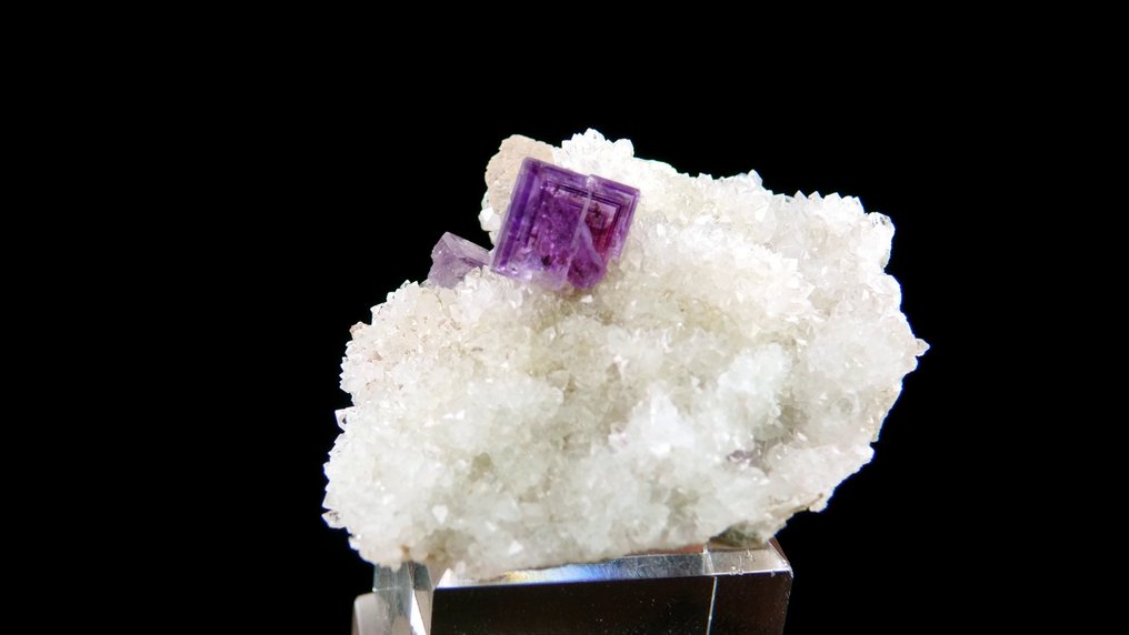 Fluorite (zoned) on Quartz - Berbes, Asturias, Spain - Height: 4.1 cm - Width: 4.0 cm- 25 g #1.0