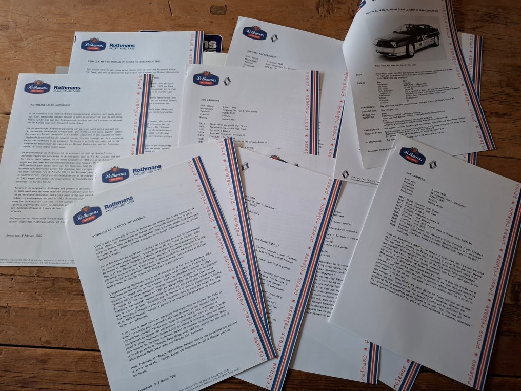 Πληροφορίες Τύπου - Renault - Rothmans Alpine V6 - 1985 #3.2