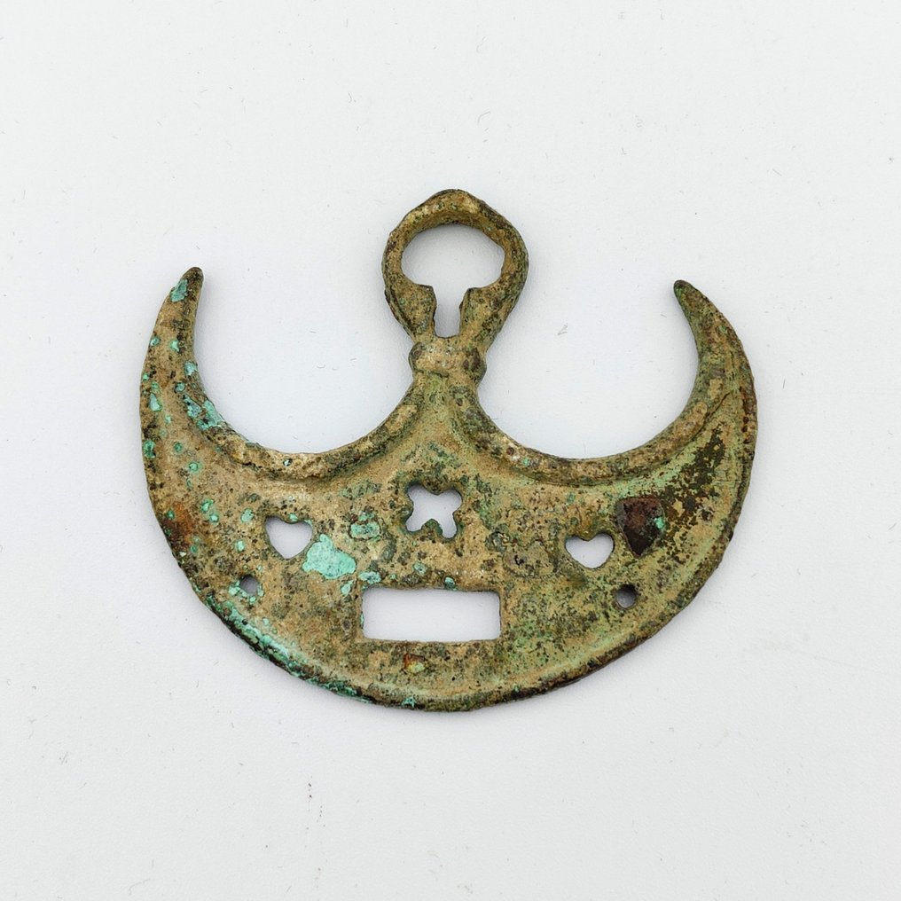 伊斯蘭 青銅色 新月珠子护符 - 64 mm #4.3