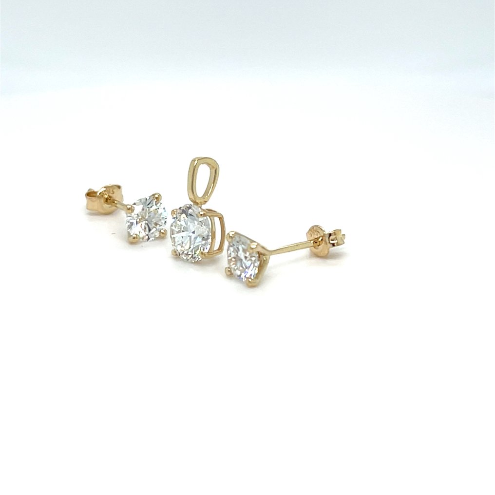 Nincs minimálár - 3 részes ékszerszett - 14 kt. Sárga arany - 2.15ct. tw. Gyémánt (Laboratóriumban előállított) #3.2