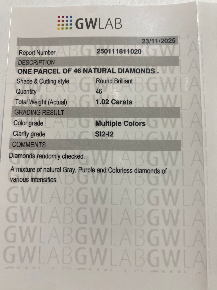 Fără preț de rezervă - 46 pcs Diamant (Natural) - 1.02 ct - Rotund - SI2, I2 - GWLab (Laboratorul gemologic Gemewizard) #3.2