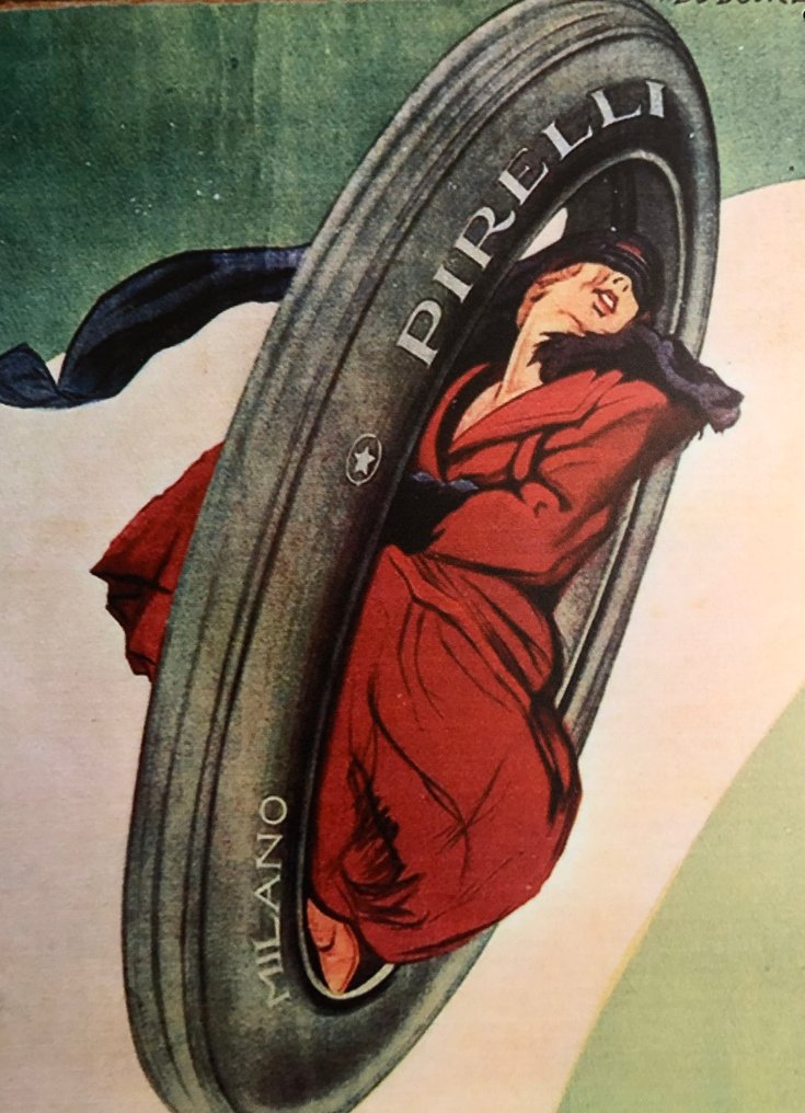 PIRELLI Tyres - PIRELLI ny - Reklamskylt - PIRELLI däck. En ikonisk PIRELLI-däck, rektangulär reklamskylt. Frankrike - Plåt #1.0
