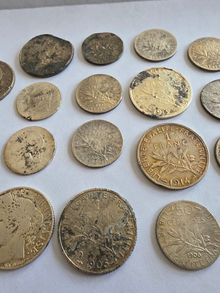 Franciaország. Lot de 19 monnaies en argent (Nincs minimálár) #2.1