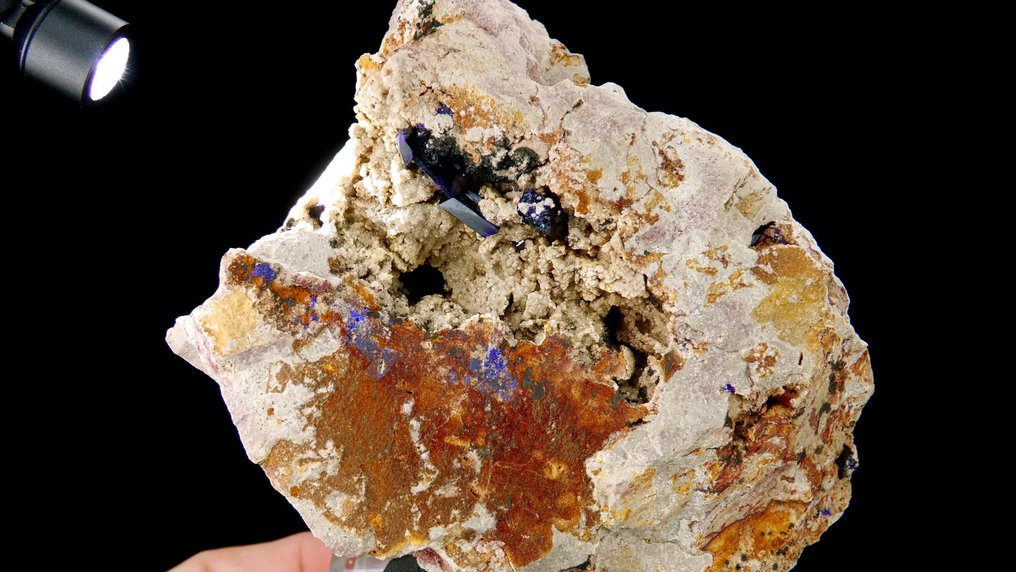 Αζουρίτης πάνω σε δολομίτη - Kerrouchen, Khénifra, Μαρόκο - Ύψος: 9.5 cm - Πλάτος: 8 cm- 445 g #3.2