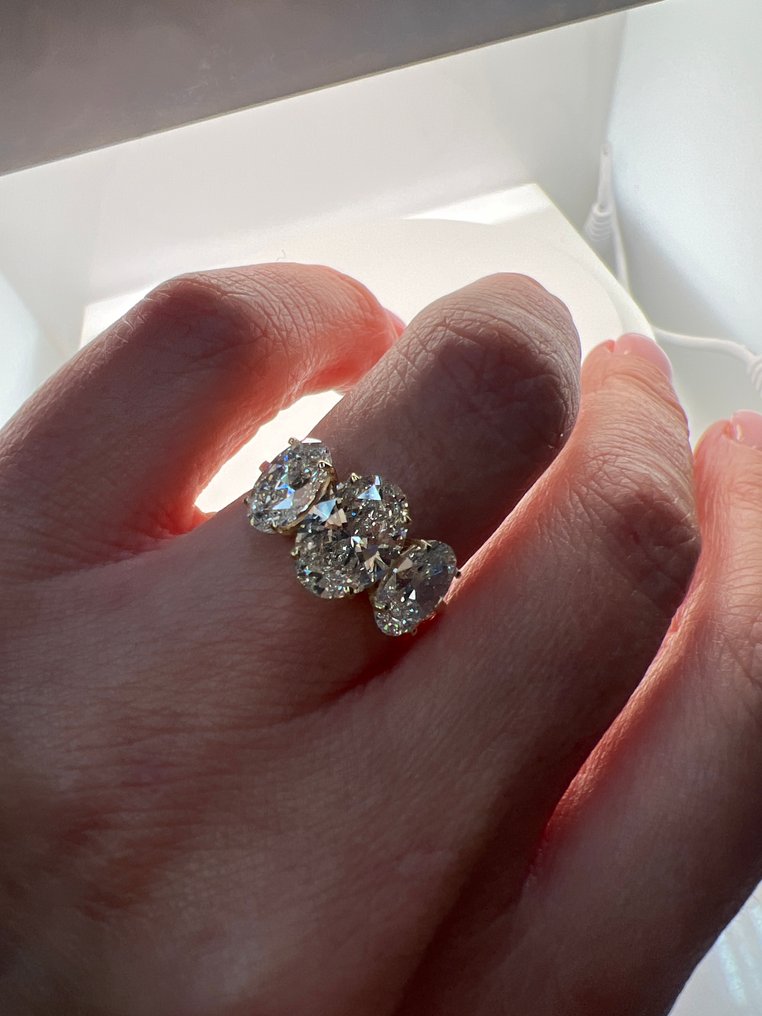 Sormus - 14 kt. Keltakulta - 4.06ct. tw. Timantti (Laboratoriossa kasvatettu) - Timantti #4.3