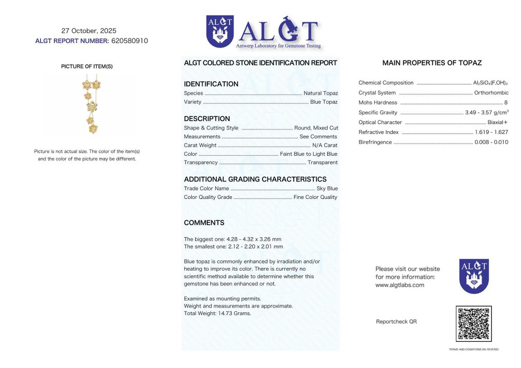 Senza Prezzo di Riserva - Collana Argento - Topaz - Certificato #2.1