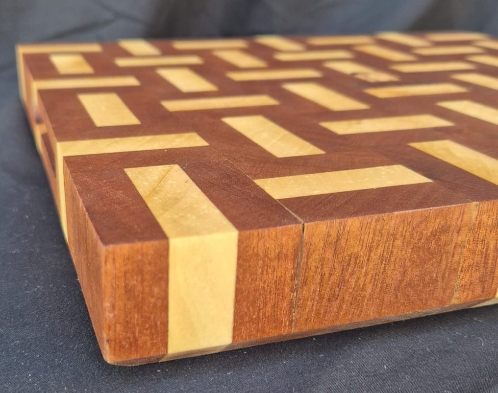 Tray - Solid mahogany and alder cutting board with end grain - 33x29x4cm - Italian craftsmanship - Mahogany, Alder #1.0