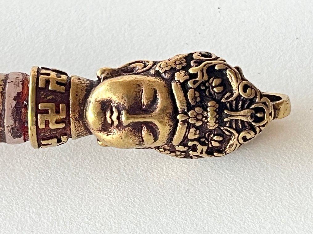 Ταϊβανικό φυλαχτό, όργανο τελετής με υπέροχη DZI πέρλα - 12,4 εκ.- 49 g #4.3