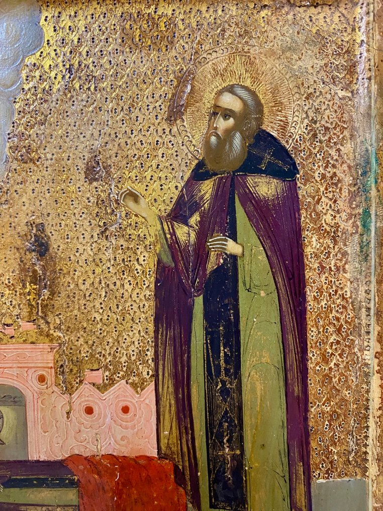 標誌 - Hl. Sergius von Radonesch vor Gebeinen seiner Eltern - 木 #4.3