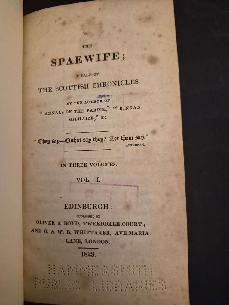 John Galt - The Spaewife; a tale of the Scottish Chronicles. (Complete in 3 vols) - 1823 #1.0