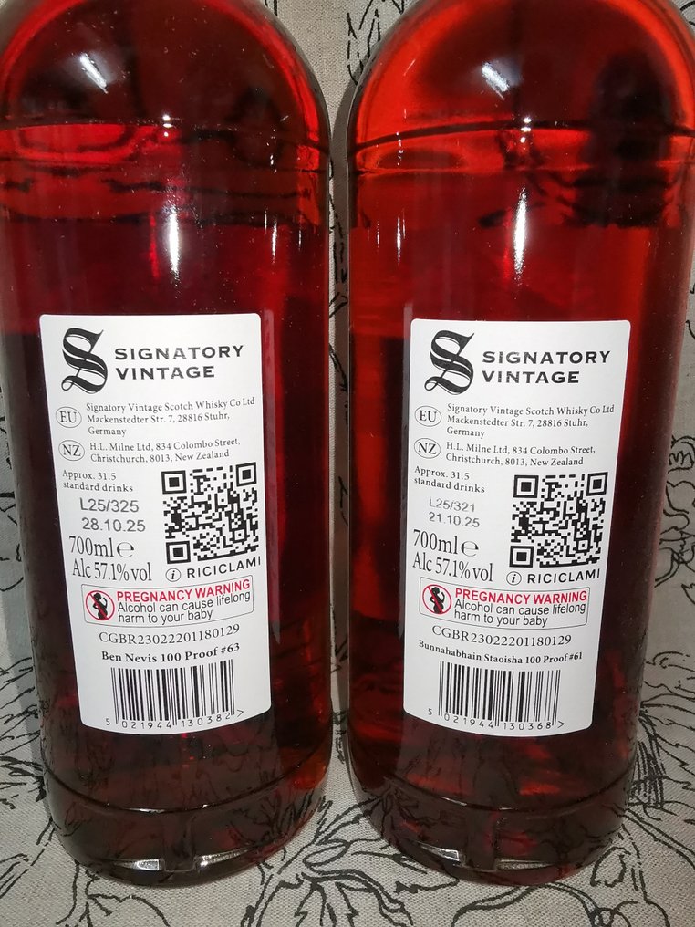 Ben Nevis 2014 10yo + Bunnahabhain Staoisha 2014 10yo - 100 Proof Edition #63 & #61 - Signatory Vintage  - b. 2025  - 700ml - 2 bottles #4.3
