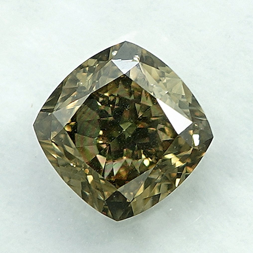 1 pcs 钻石  (天然色彩的)  - 1.14 ct - 枕形 - Fancy 稍帶灰色的 黄色 - SI2 微内含二级 - 国际宝石研究院（IGI） #1.0