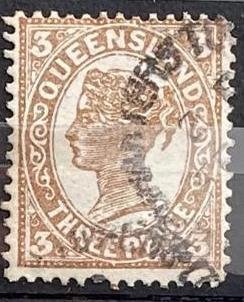 British Commonwealth 1857/1895 - British commonwealth 1857-1895, Used Collection, Australian States, QV various issue - Catalog codes: Michel AU-QU 74, Stamp Number AU-QU 92, Yvert et Tellier AU-QU 64, Stanley Gibbons #4.3