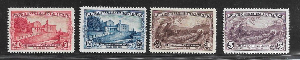 San Marino 1928 - San Francesco four values of centered intact rubber 'LUXURY' - Sassone N. 137/40 #1.0