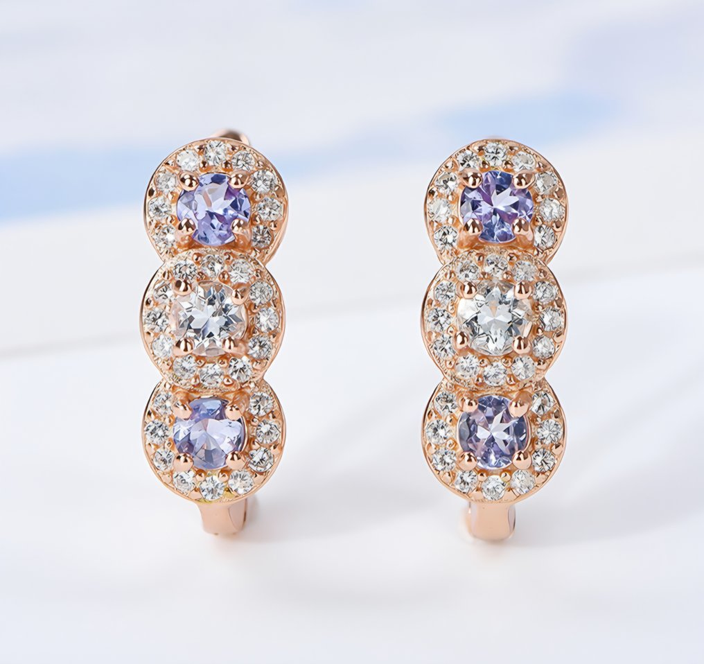 χωρίς τιμή ασφαλείας - Σκουλαρίκια Ασημί - 0.66ct. tw. Τανζανίτης - Ακουαμαρίνης #2.1