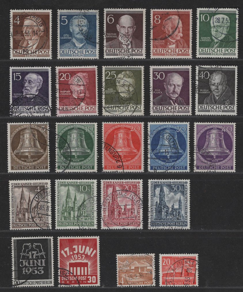 柏林 1951/1953 - 年份都干净地盖章，除了一个值外全部完整。 #3.2
