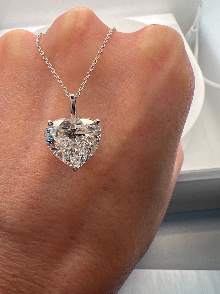 頸鏈 - 14 克拉 白金 - 6.01ct. tw. 鉆石 (實驗室培育) #3.2