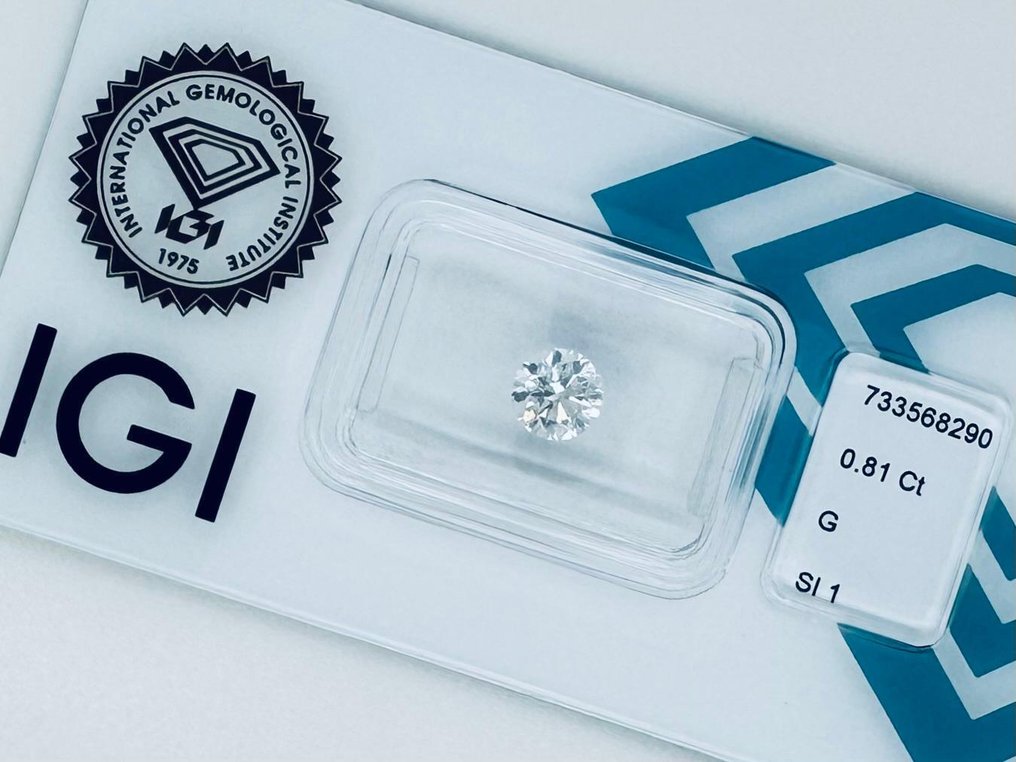 没有保留价 - 1 pcs 钻石 (天然) - 0.81 ct - 圆形 - G - SI1 微内含一级 - 国际宝石研究院(IGI) #1.0