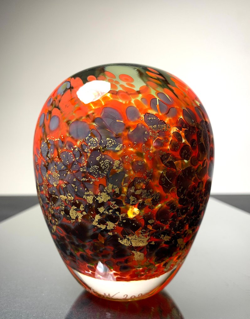 Maxence Parot - 花瓶 -  具有独特颜色和金色的花瓶  - 玻璃 #1.0