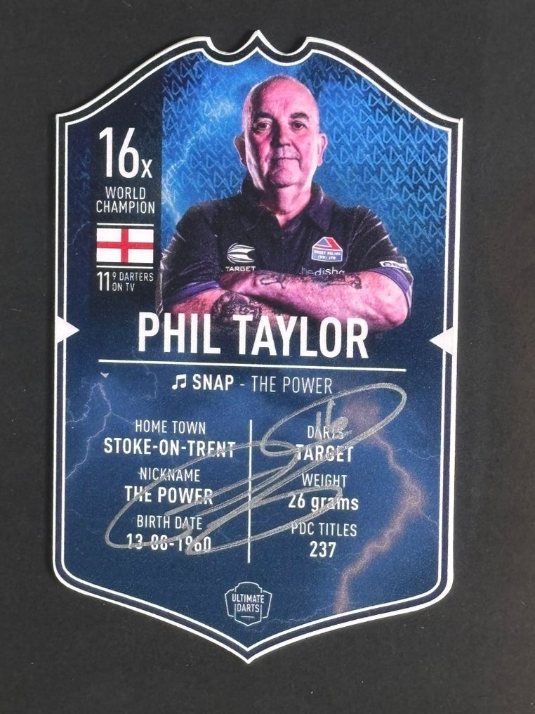 PDC World Darts Championship - Phil Taylor - 签名终极卡 - 装裱拼贴画 - 无 rp 价格!! #3.2