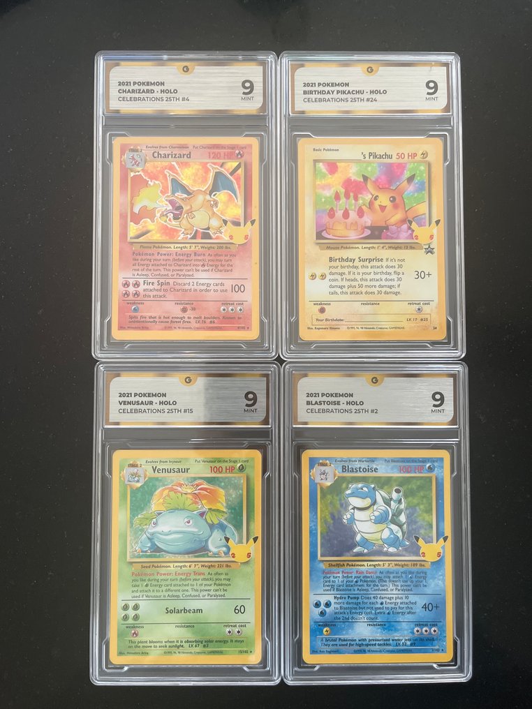 Pokémon - 4 Graded card - Charizard, Pikachu, Venusaur, Blastoise Foil - GG 9 - Sword & Shield - Celebrations #1.0