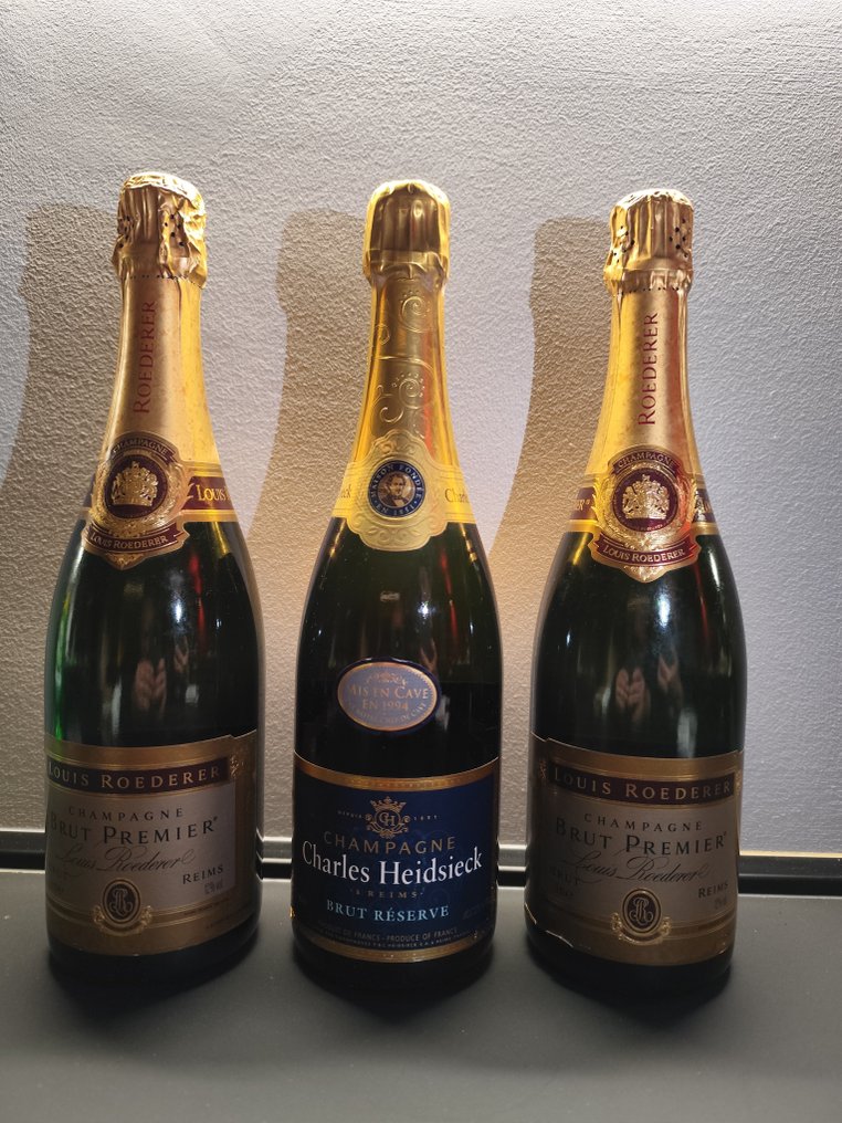 Louis Roederer, Charles Heidsieck, Brut premier Vintage , & Charles Heidsieck brut reserve mise en cave 1994 - Champagne - 3 Bottles (0.75L) #1.0