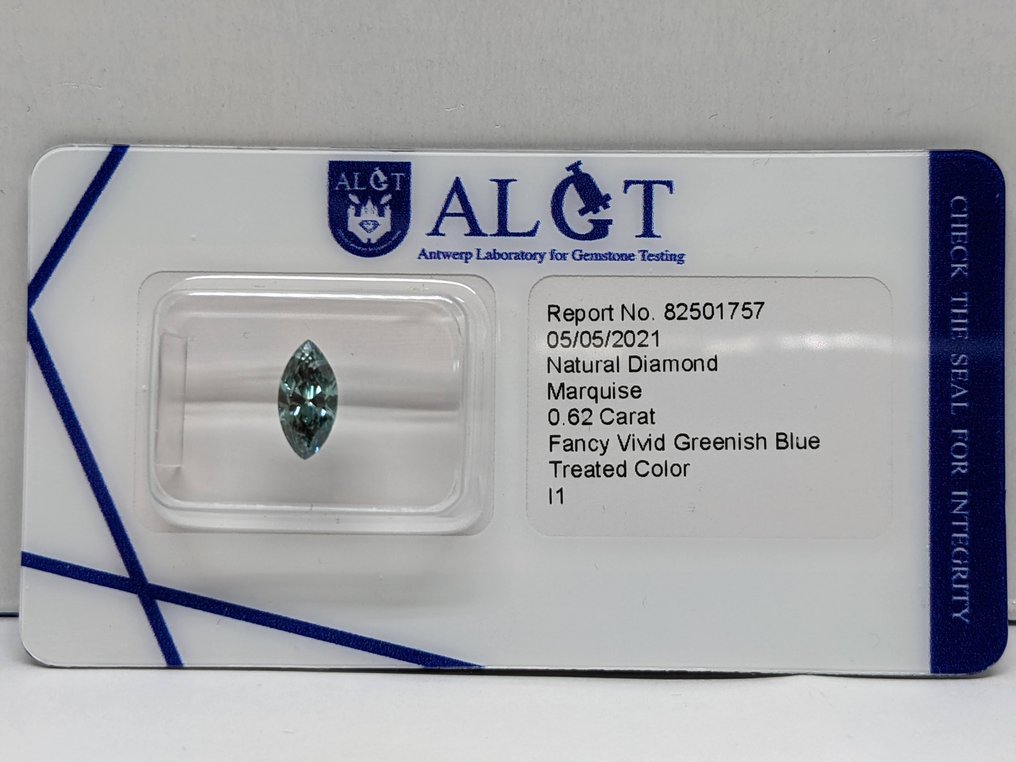 1 pcs Diamond (Natural coloured) - 0.62 ct - Marquise - I1 - Antwerp Laboratory for Gemstone Testing (ALGT) #4.3