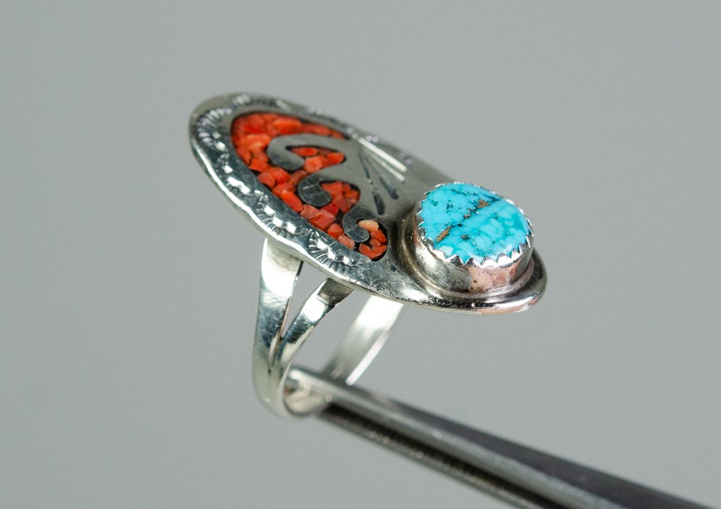 Ring - turquoise - stone mosaic - Navajo - U.S. (No Reserve Price) #1.0