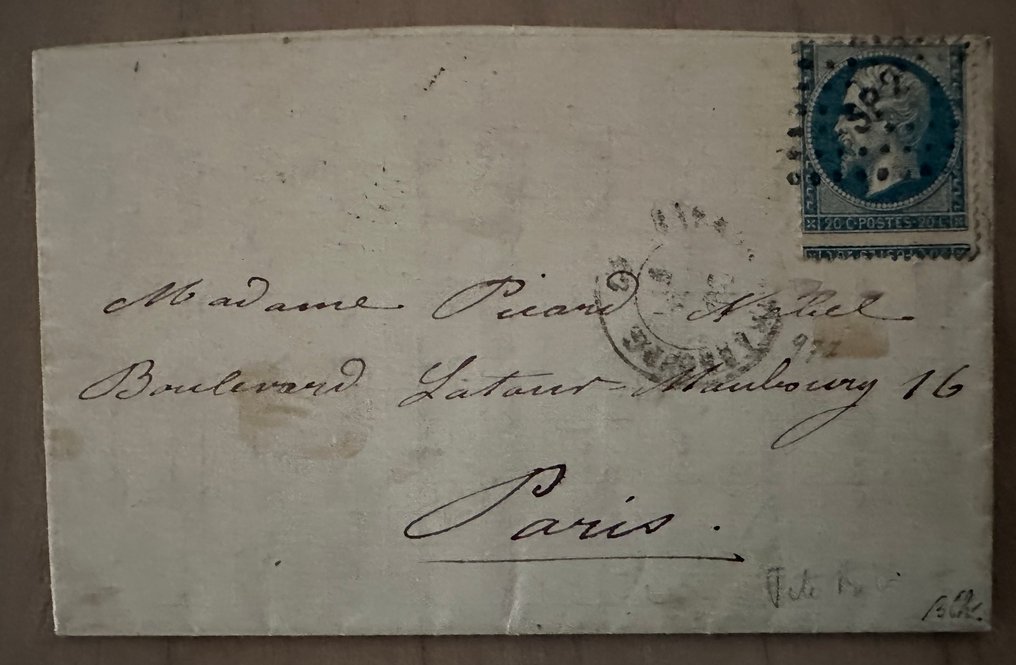 法国 1867 - 信件第22号 反向拼接与马鞍式拼接。 #1.0