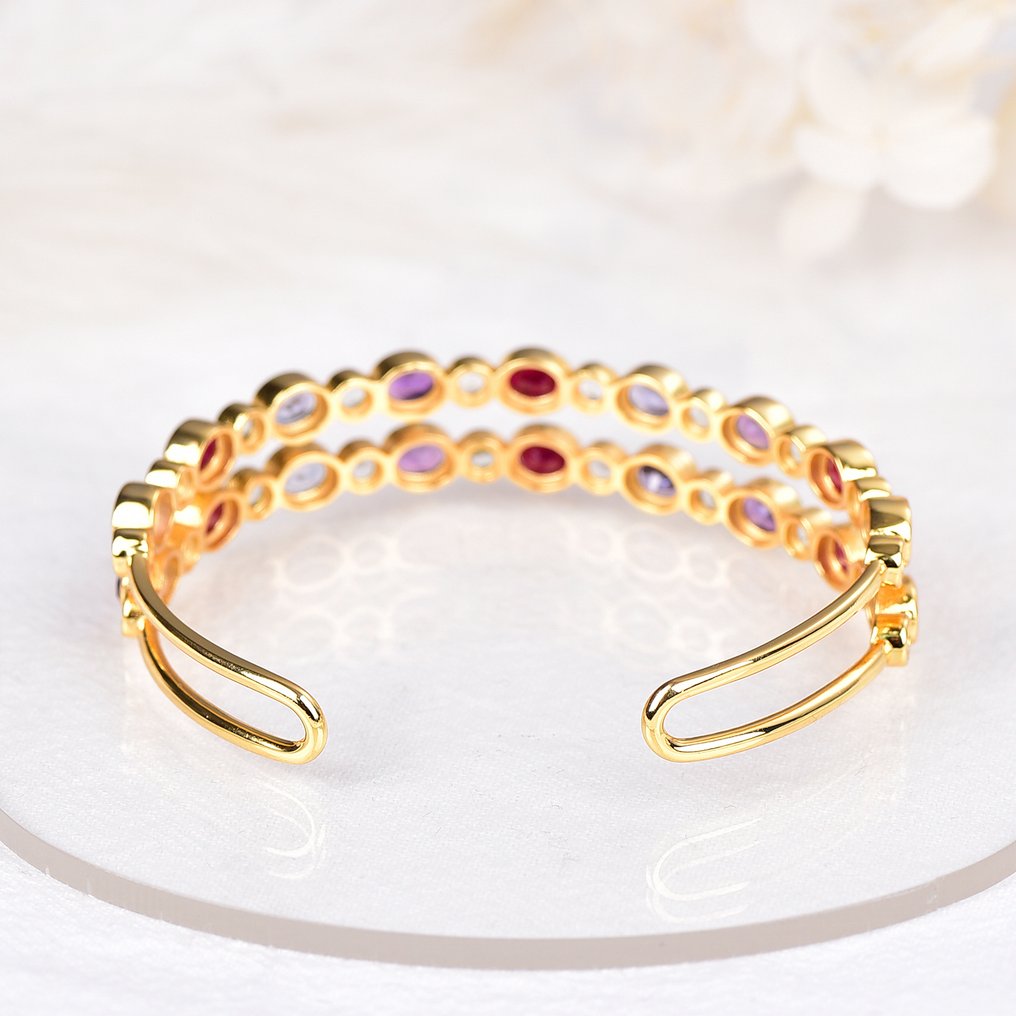 Utan reservationspris - Armband Silver - Blandade ädelstenar - Certifierad #4.3