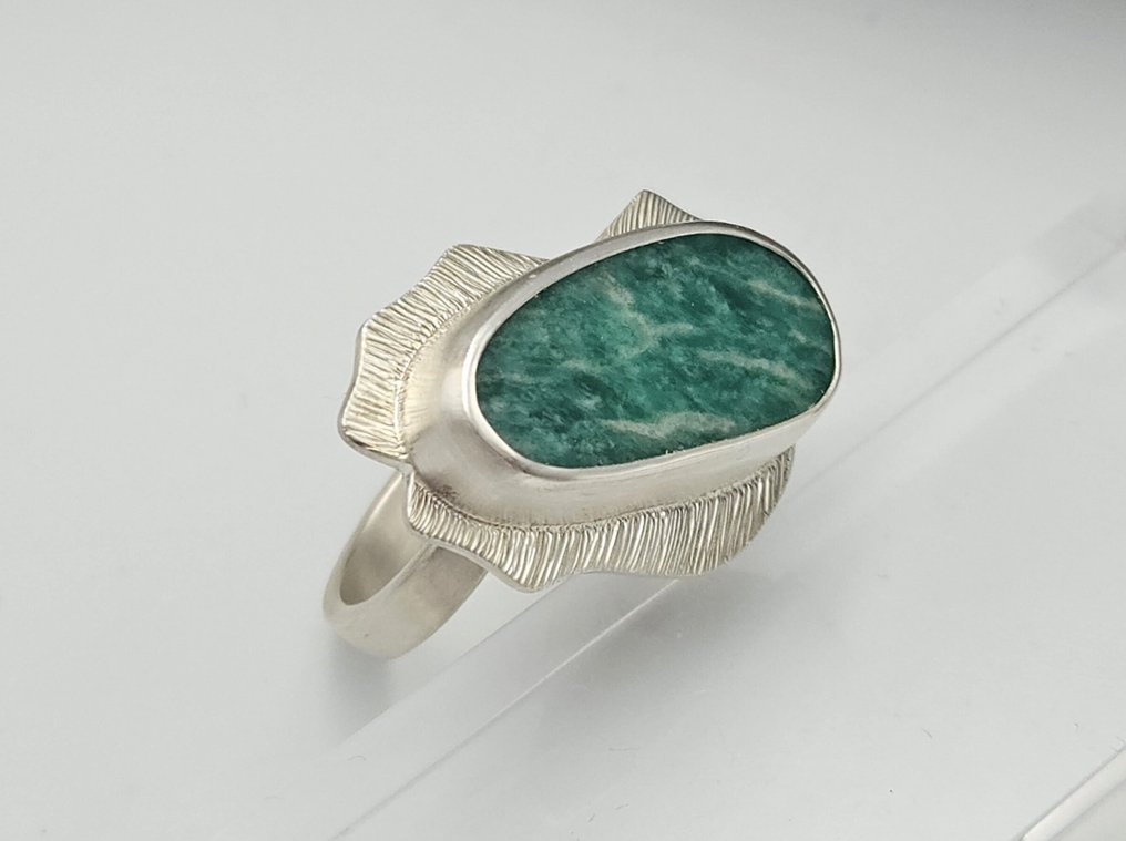 Kostis Bacharidis - Silver - Ring - Brazilian Amazonite #1.0