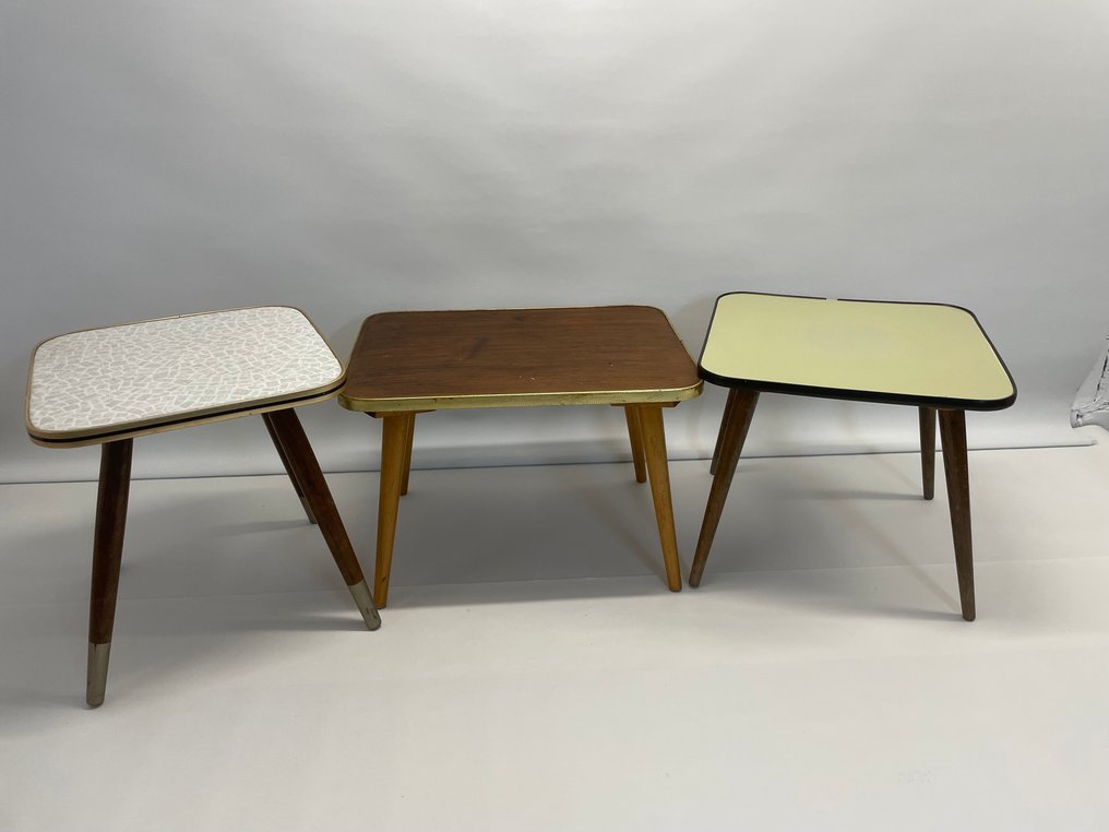 Side table - Wood Metal - Three plant tables / flower stools #2.1