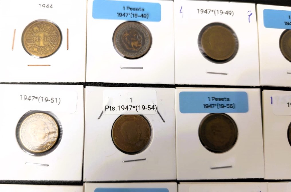 Ισπανία. Francisco Franco. 1 Peseta 1947 a 1966*19-75 (20 monedas) (χωρίς τιμή ασφαλείας) #1.0