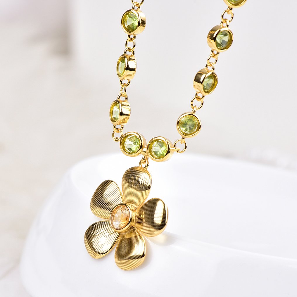 Utan reservationspris - Halsband Silver - Blandade ädelstenar - Certifierad #1.0