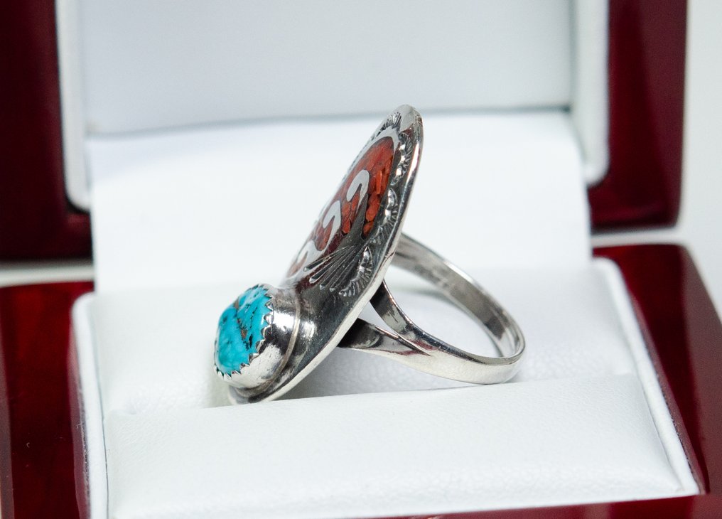 Ring - turquoise - stone mosaic - Navajo - U.S. (No Reserve Price) #3.2