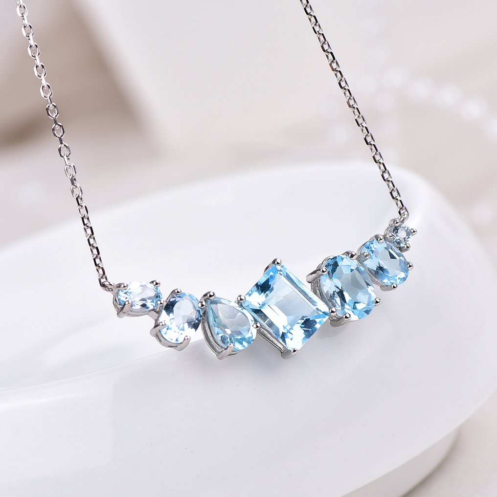 Utan reservationspris - Halsband Silver - Topaz - Certifierad #4.3