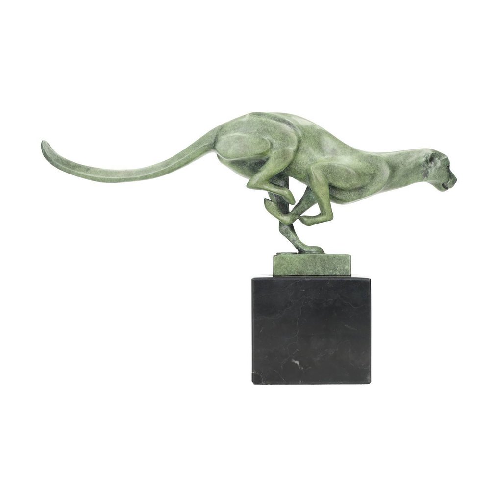 雕像 - luipaard - 黄铜色, 大理石 #1.0