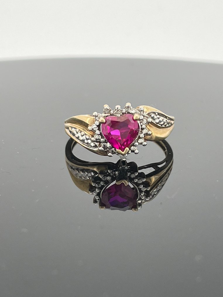 No Reserve Price - Ring - 10 kt. Yellow gold - 1.03ct. tw. Synthetic gemstone - Diamond #1.0