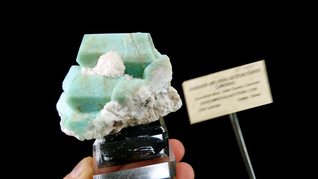 Amazonite con cleavelandite di albite Dreamtime Mine, Teller County, Colorado, Stati Uniti - Altezza: 6 cm - Larghezza: 5.5 cm- 125 g #2.1