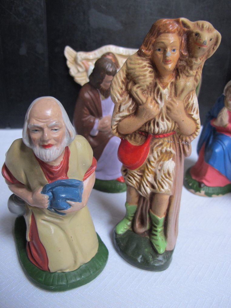 耶穌降生場景 (11) - 复古HARS/纸质圣诞组，15厘米，11件套，手工绘制。圣诞装饰组 - 紙漿藝術 #3.2