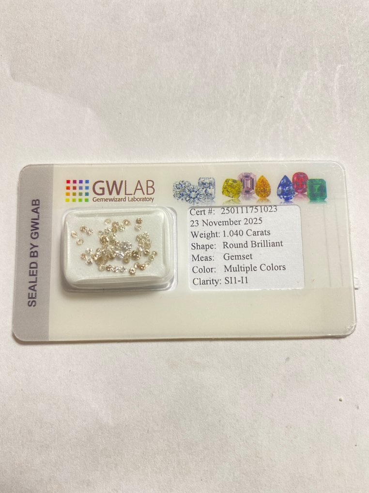 Zonder minimumprijs - 51 pcs Diamant  (Natuurlijk)  - 1.04 ct - Rond - SI1, P1 - Gemewizard Gemological Laboratory (GWLab) #1.0